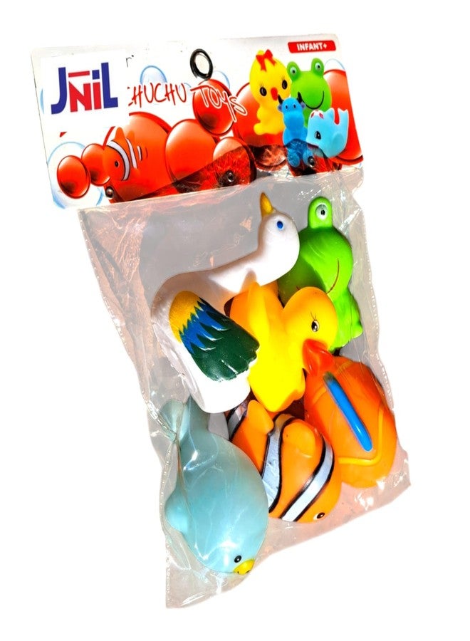 JNiL Cute Animals Swimming Water Toys Non-Toxic, BPA Free Colorful Soft Rubber Float Squeeze Sound Squeezy Bathing Toy for Baby Chu Chu Toy Set - Image 2